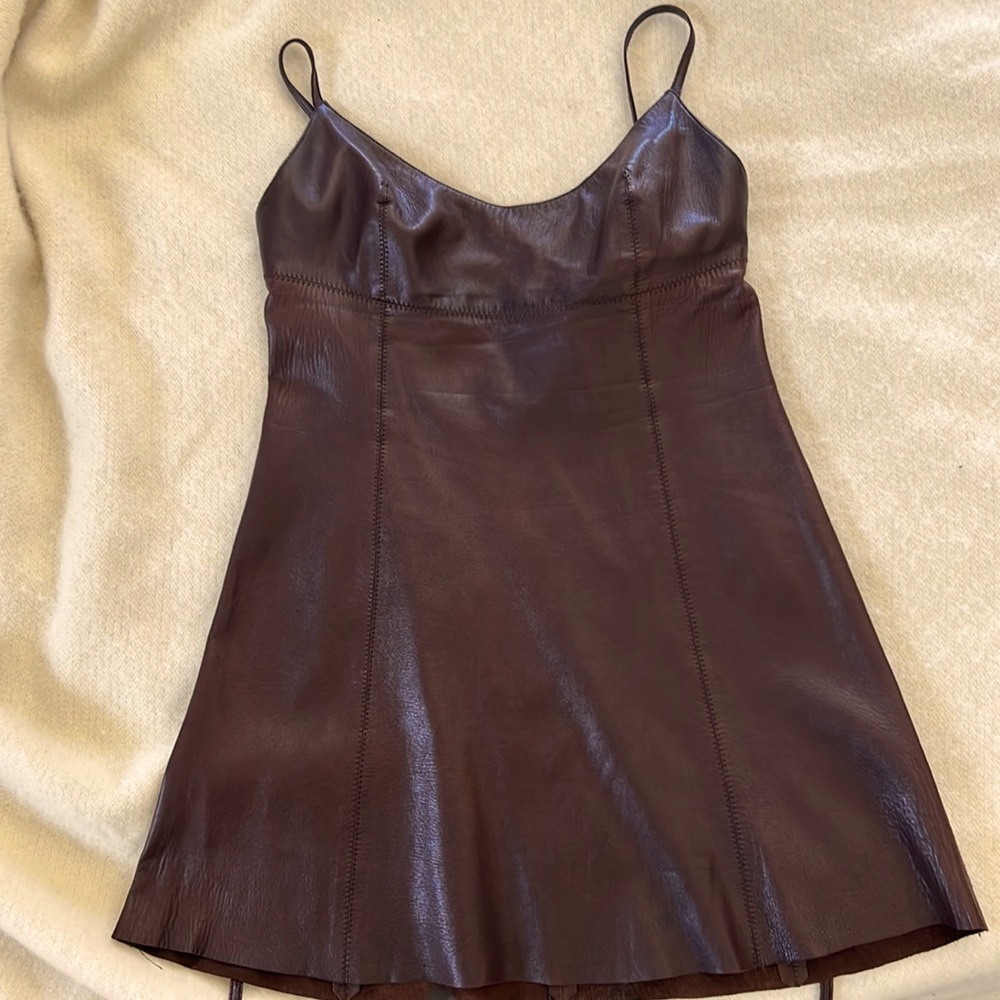 Plein Sud luxury leather mini dress. Sexiest dress you will ever wear.🤘🏻❤️